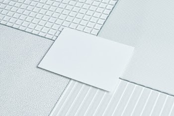 Blank white card on pattern glass | Free stock photo | High Resolution image
