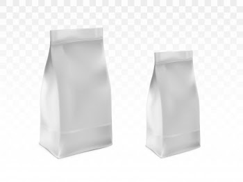 Blank white, sealed plastic bags realistic vector Free Vector