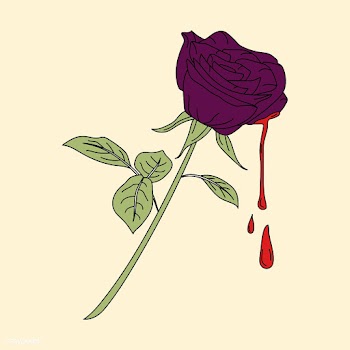 Bleeding purple rose sticker vector | Free stock vector - 487488