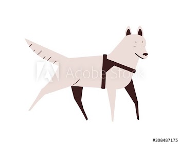 Blind dog flat vector illustration