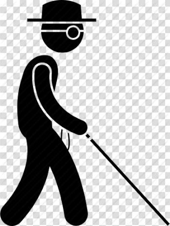 Blind, man, stick, walking icon