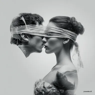Blindfolded Embrace: A Surreal Exploration of Love Blindfolded Embrace: A Surreal Exploration of Love