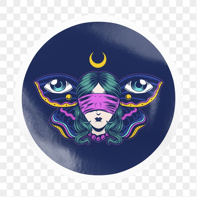 Blindfolded woman png badge sticker | Free PNG - rawpixel