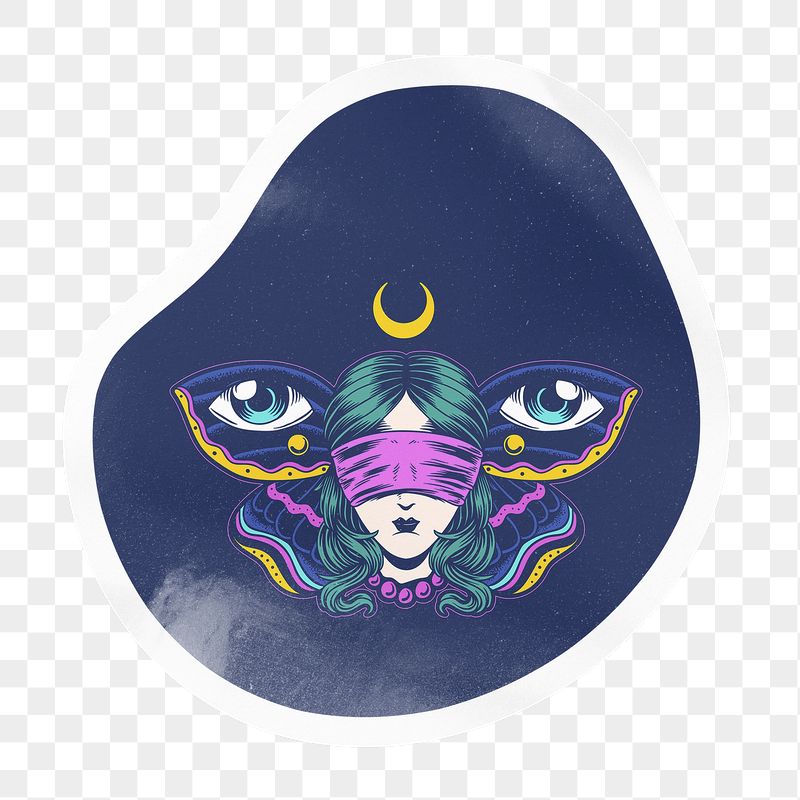 Blindfolded woman png badge sticker | Free PNG - rawpixel