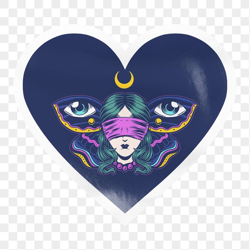 Blindfolded woman png heart badge | Free PNG - rawpixel
