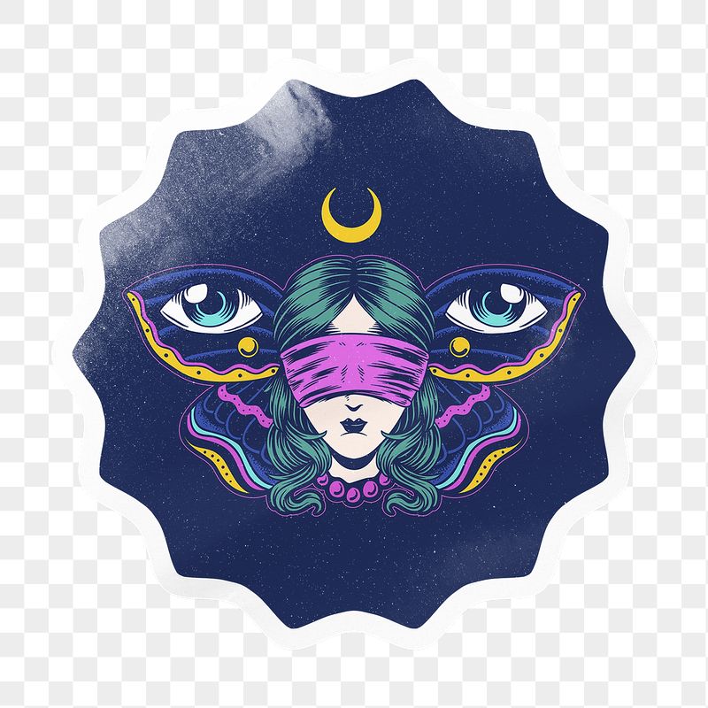 Blindfolded woman png starburst badge | Free PNG - rawpixel