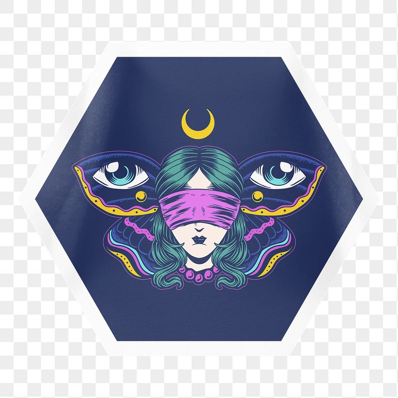 Blindfolded woman png sticker, hexagon | Free PNG - rawpixel