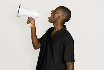 BLM protester with megaphone, shouting | Free Photo - rawpixel
