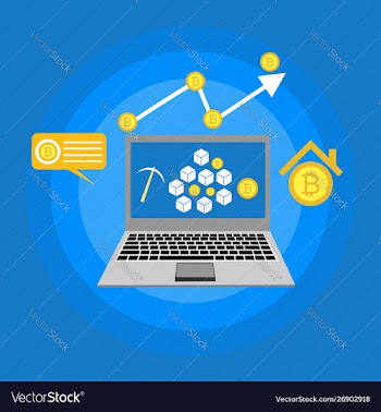 Blockchain scheme mining crypto currency server vector image