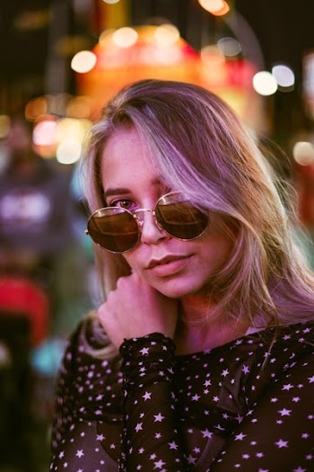 Blonde Model At Night