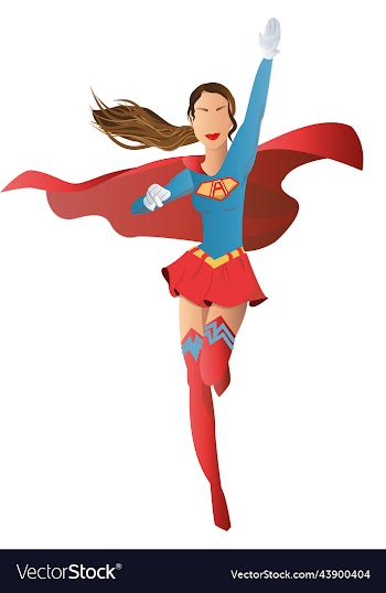 blonde stylish superhero woman standing with sexy