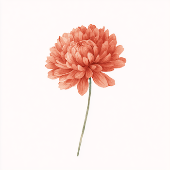 Blooming Chrysanthemum Watercolor Illustration