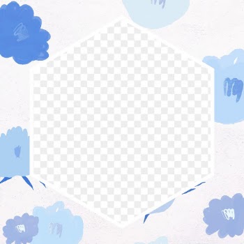 Blooming flower hexagonal frame png botanical illustration
