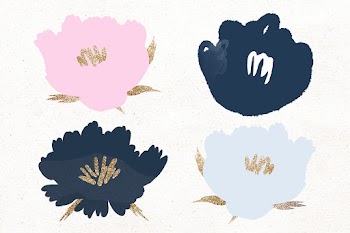 Blooming flower psd floral illustration set