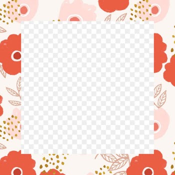 Blooming flower square frame png floral illustration