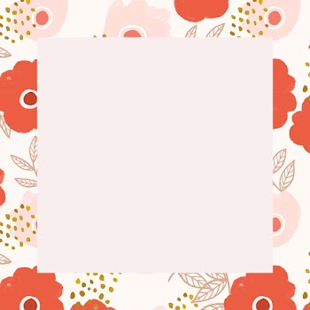 Blooming flower square frame psd floral illustration