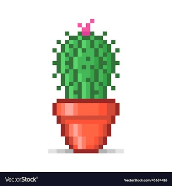 blooming green cactus in a red flowerpot