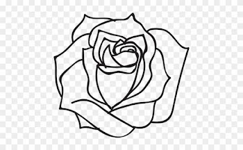 Blooming Rose Stroke Icon Flower - Roses Black And White Png