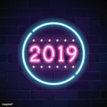 Blue 2019 neon sign vector | Free stock vector - 532813