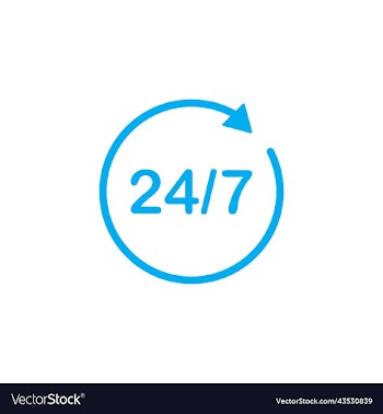blue 24 hours service line icon