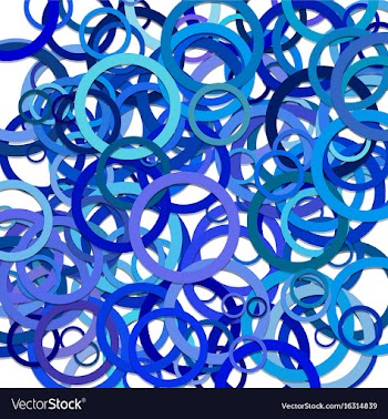 Blue abstract chaotic circle pattern background vector image