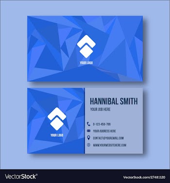 Blue abstract polygonal business card vector image