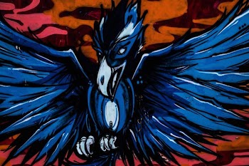 blue and black bird sketch