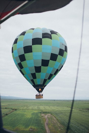 Blue and Black Hot Air Balloon
