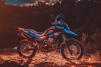 Blue and Black Standard Motorcycle