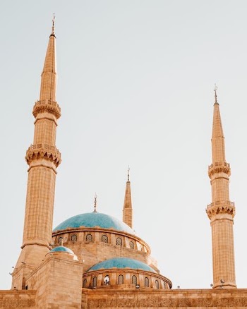 blue and brown dome mosque