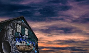 blue and brown Naarifik house graphic