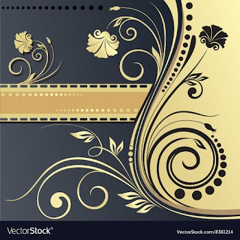 Blue and Gold Floral Design vector image