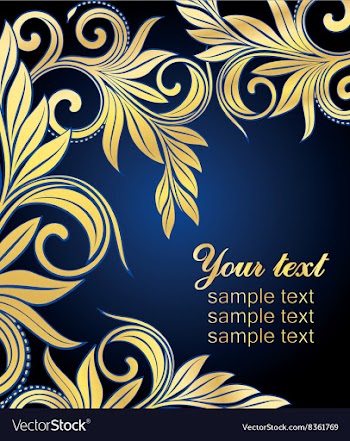 Blue and Gold Floral Design vector image