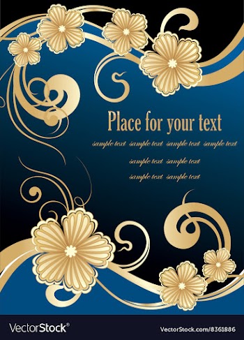 Blue and Gold Floral Design vector image
