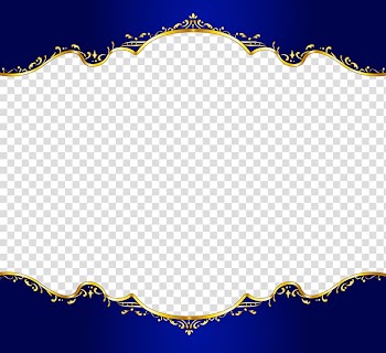 Blue and gold frame , China Machine, China Wind border transparent background PNG clipart