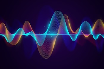 Blue and golden sound waves background Free Vector