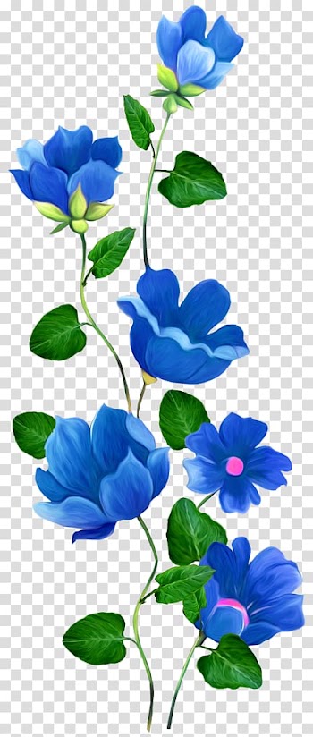 Blue and green flowers border, Watercolour Flowers Blue rose Border Flowers, flower transparent background PNG clipart