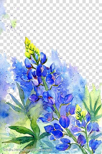 Blue and green flowers painting, Watercolor painting Flower Drawing Illustration, Watercolor flowers transparent background PNG clipart