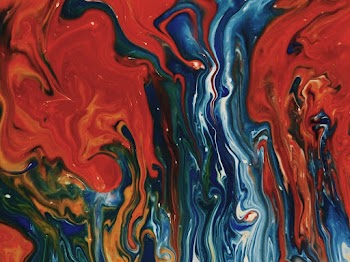 Blue and Multicolored Abstract Painting
