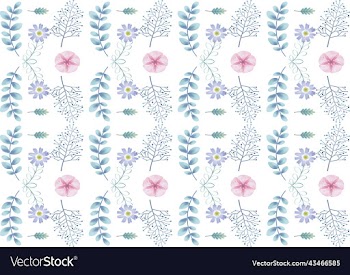 blue and pink flowers and leaves pattern