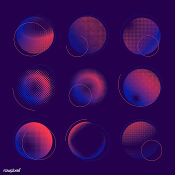Blue and pink halftone badge vector set | Free stock vector - 542551