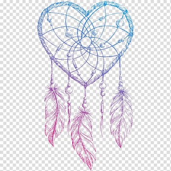 Blue and pink heart dreamcatcher illustration, Dreamcatcher Drawing, dreamcatcher transparent background PNG clipart