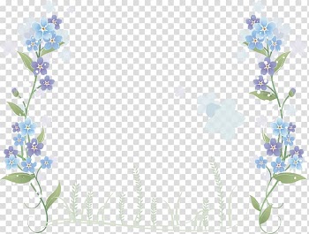 Blue and purple flowers illustration, Flower Blue, Hand-painted blue flowers border transparent background PNG clipart