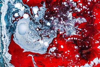 blue and red abstract painting
