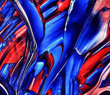 Blue and Red Abstract Painting