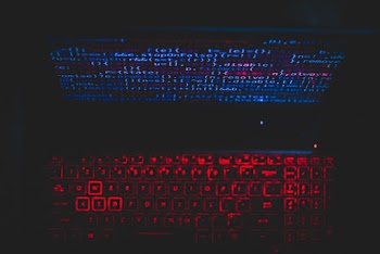 Blue And Red Light From Computer 
