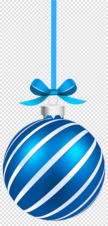 Blue and white bauble illustration, Christmas ornament Christmas decoration Santa Claus , Blue Sriped Christmas Hanging Ball transparent background PNG clipart