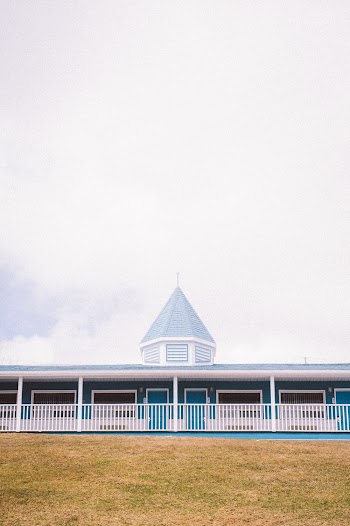 Blue and White Building