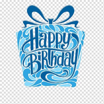 Blue and white Happy Birthday illustration, Birthday cake Greeting card Happy Birthday to You Gift, Blue birthday gift transparent background PNG clipart