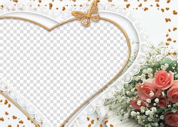 Blue and white heart template, Wedding High-definition video 1080p , Heart Frame transparent background PNG clipart